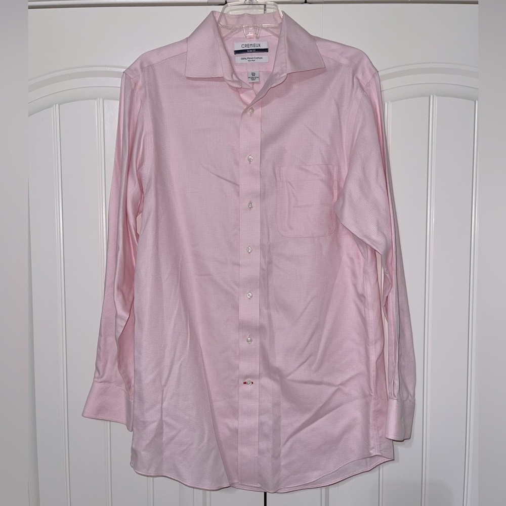 Cremieux Slim Fit Dress Shirt. Pink and White Patterned. NWOT. Size 34/15 1/2